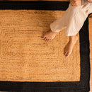 Jute Floor Rectangle Carpet | Black Border | Ultra Large - 4 x 3 Feet