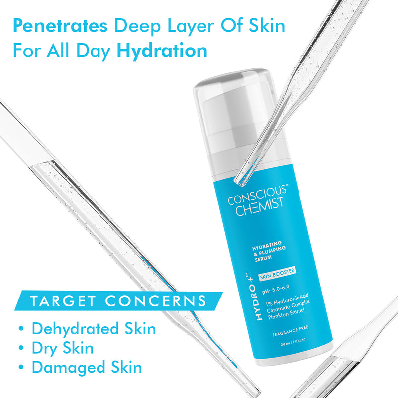 Hydro+ 1% Hyaluronic Acid Serum | Dry Skin with Ceramides & Plankton extract | 30 ml