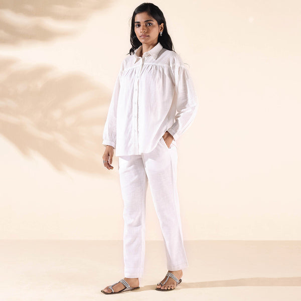 Cotton Co Ord Set for Women | White