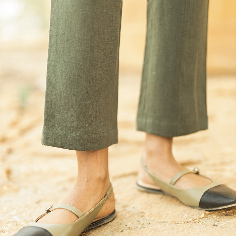 Linen Ankle Length Trouser for Women | Green