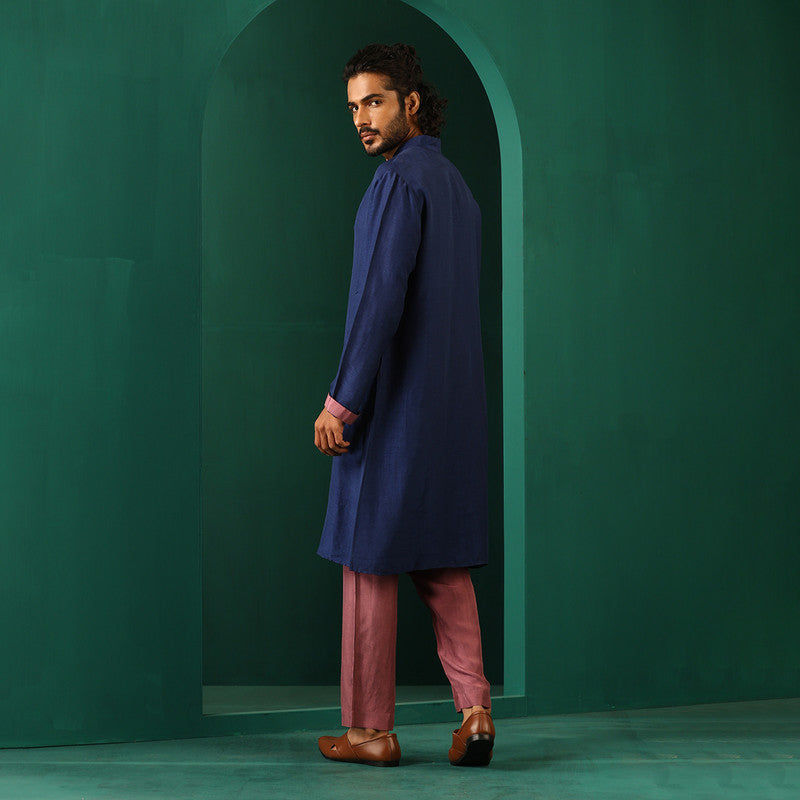 Long Kurta for Men | Silk Blend | Blue