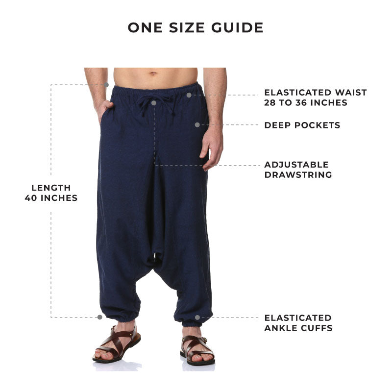 Cotton Harem Pants for Men | Dark Blue & Cream | Pack of 2