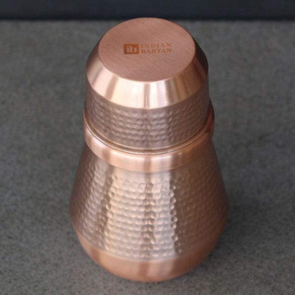 Copper Lotus Water Jar | 1 Litre | Light Brown