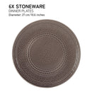 Ceramic Dinner Plate | Stoneware Emboss Design | Large | 10.6 Inches | Ash Grey | Set of 6