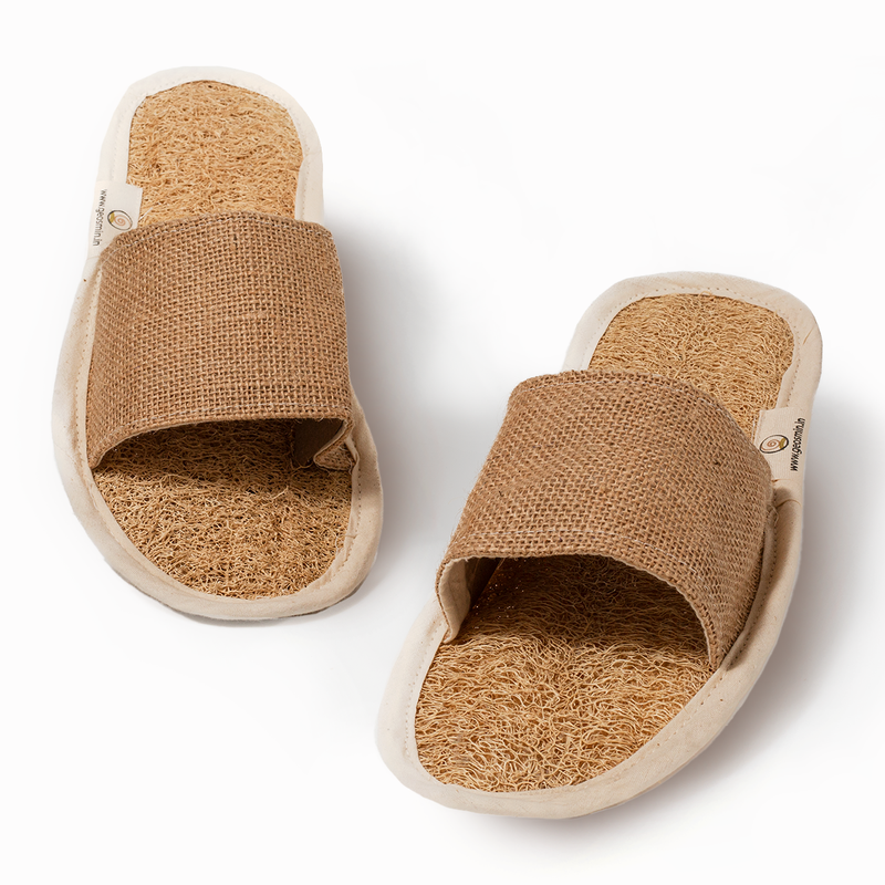 Unisex Indoor Slippers | Loofah Cotton & Jute | Open Toe