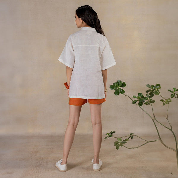 Linen Women Shirt | Half Sleeves | Off-White