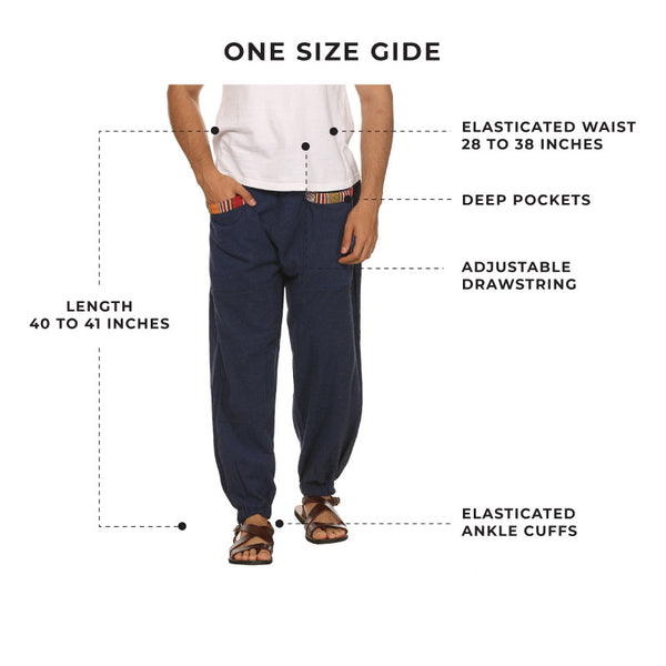 Cotton Jogger Pants for Men | Dark Blue | Front Pocket