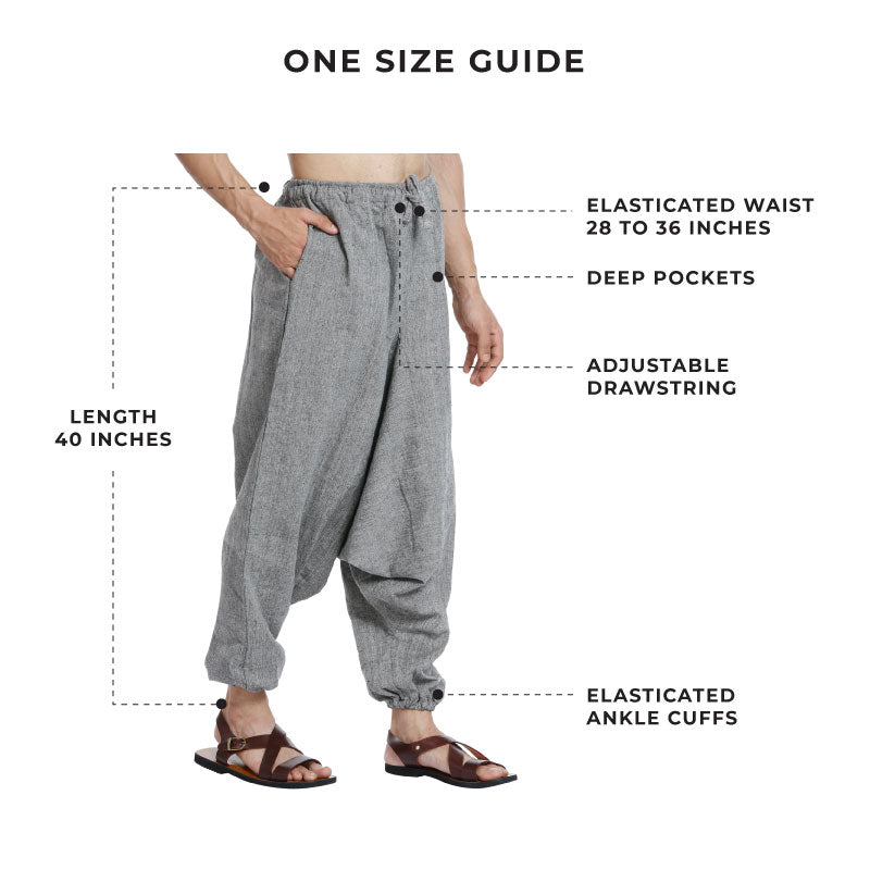 Cotton Harem Pants for Men | Grey