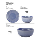 Stoneware Ceramic Dinner Set | 6 Dinner Plates, 12 Bowl & 2 Serving Bowl | Mist Blue | Set of 20