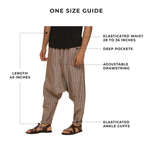 Cotton Harem Pants for Men | Brown | Stripes