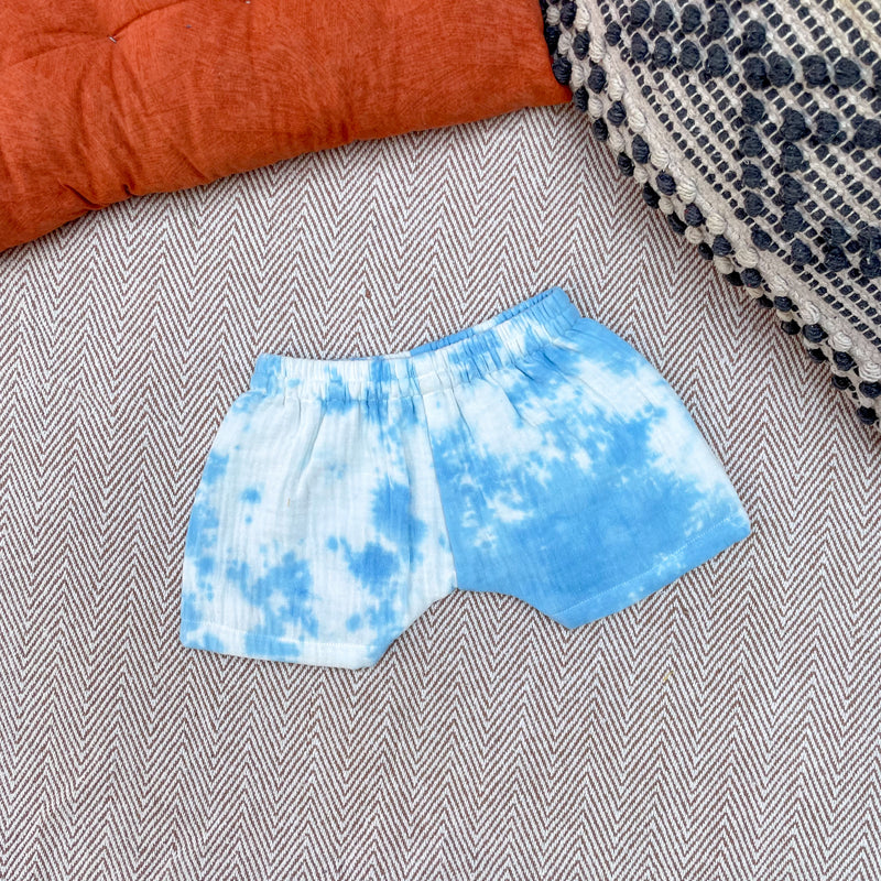 Muslin Jabla and Shorts Set for Kids | Tie-Dye | Blue