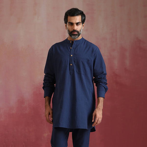 Cotton Kurta Set for Men | Navy Blue