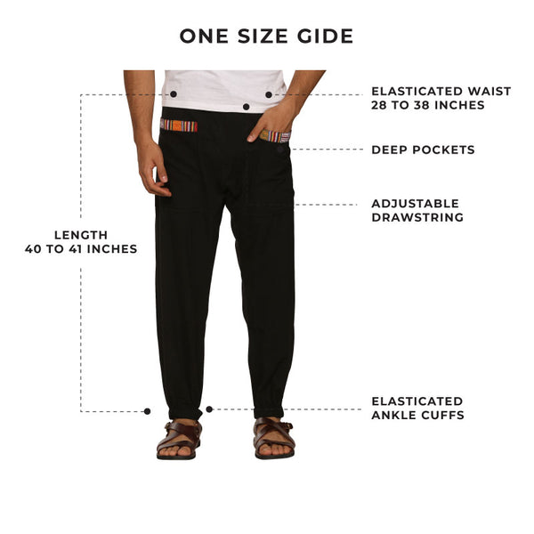 Cotton Jogger Pants for Men | Black | Front Pocket