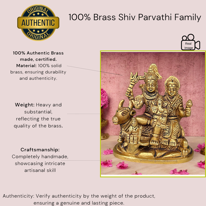 Brass Shiv Parivar Idol | Gold