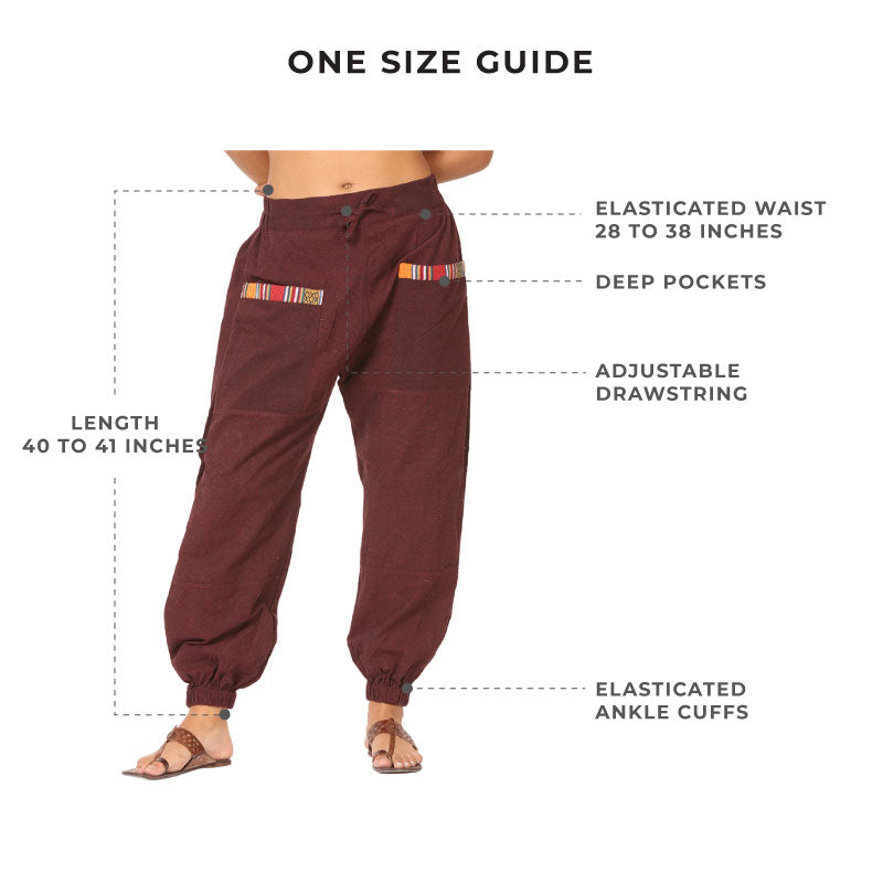 Cotton Jogger Pants for Women | Maroon | Front Pocket