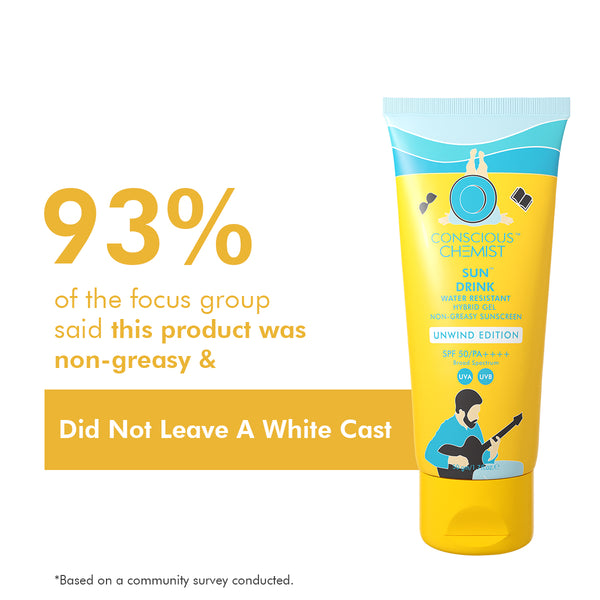 Unwind Edition Sun Drink With Water Resistant Gel Sunscreen | SPF50 PA++++ | 50 g