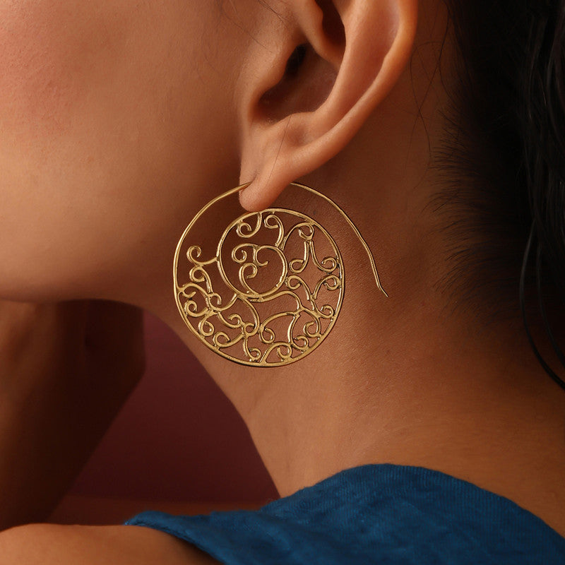 Brass Swirl Earrings for Women | Gold