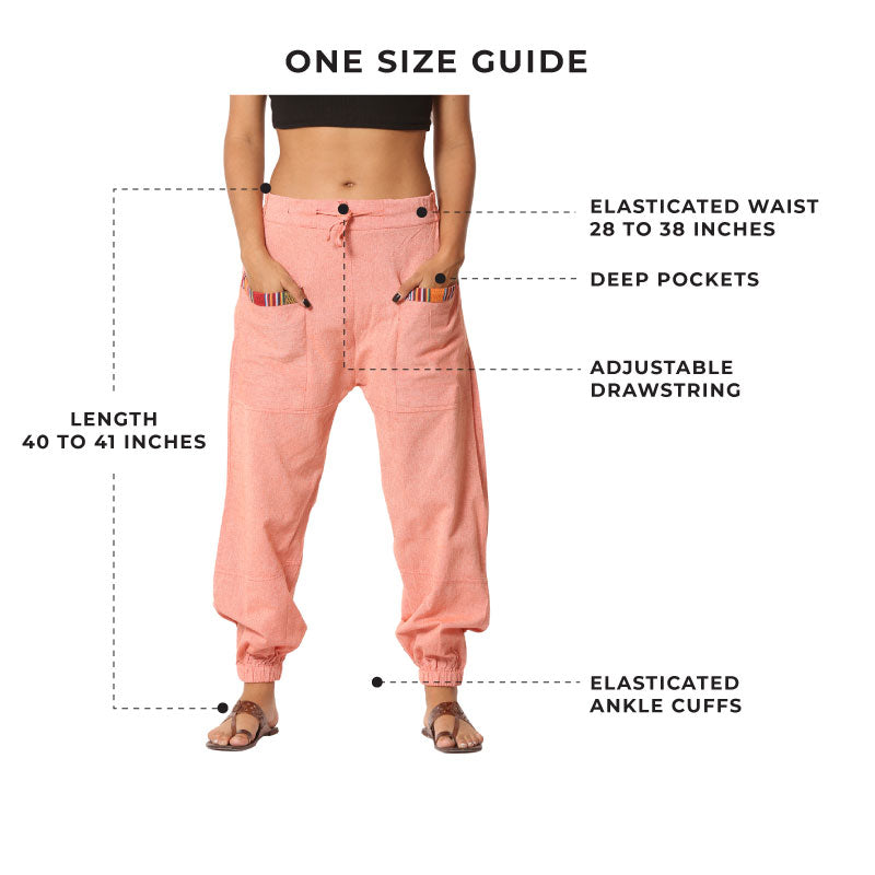 Cotton Jogger Pants for Women | Orange | Front Pocket