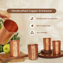 Pure Copper Jug & 4 Glasses Set | Hammered