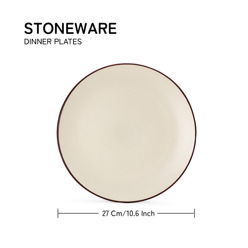 Ceramic Serving Dinner Plates | Stoneware | Dinnerware | Off White | Set of 4