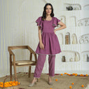 Chanderi Cotton Co Ord Set | Purple