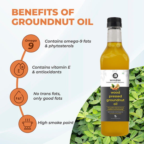 Groundnut Oil | Peanut Oil | Wood Pressed | Natural | 1 L