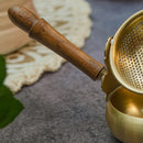 Exquisite Brass Tea Strainer with Wooden Handle | Golden