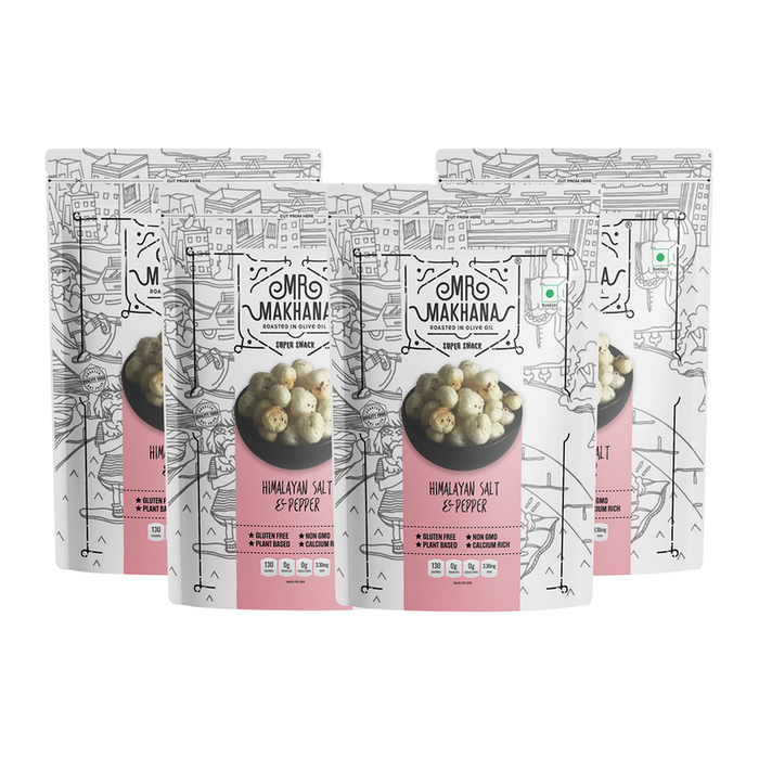 Mr Makhana Himalyan Salt & Pepper | Super Snack | 60 g | Pack of 4