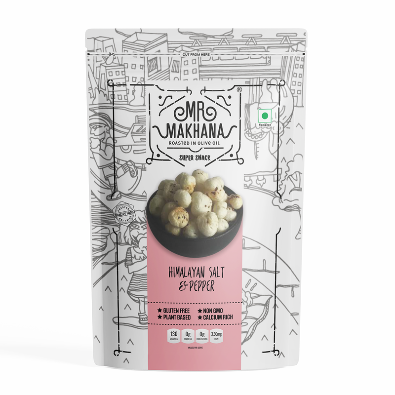 Mr Makhana Himalyan Salt & Pepper | Super Snack | 60 g | Pack of 4