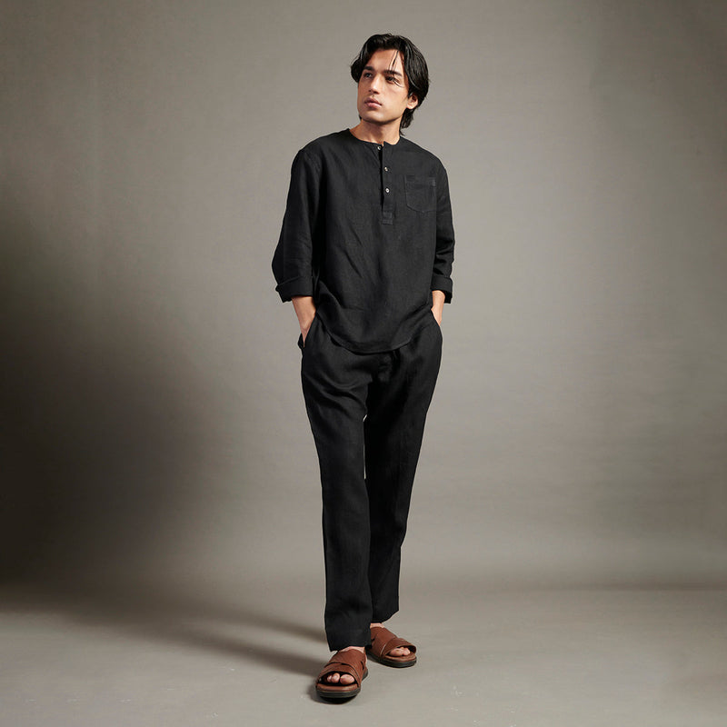 Linen Co-Ord Set For Men | Black