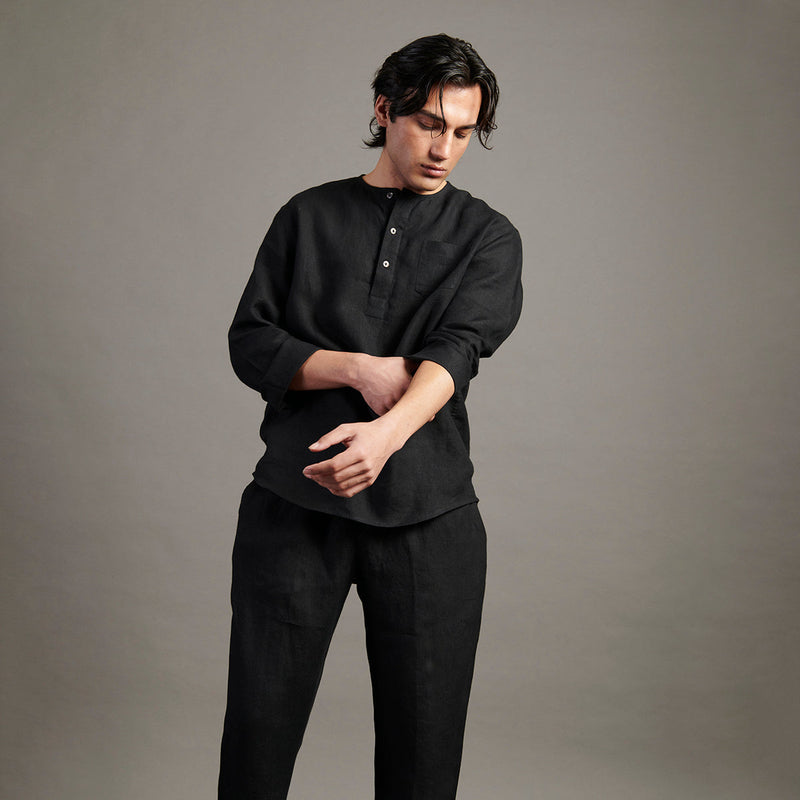 Linen Co-Ord Set For Men | Black