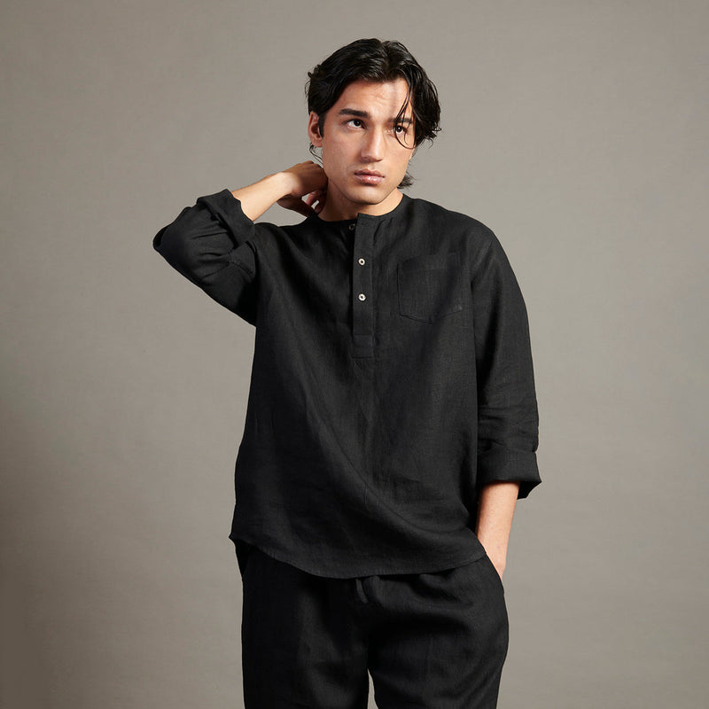 Linen Co-Ord Set For Men | Black