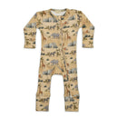 Organic Cotton Baby Zipsuit | Jungle Safari Print | Beige.