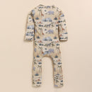 Organic Cotton Baby Zipsuit | Jungle Safari Print | Beige.