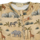 Organic Cotton Baby Zipsuit | Jungle Safari Print | Beige.