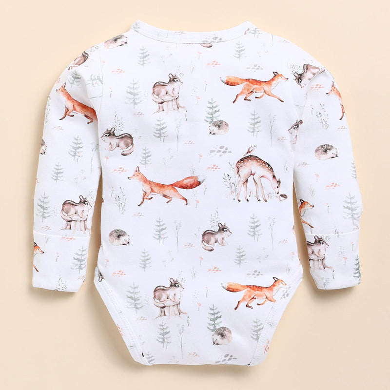 Organic Cotton Baby Bodysuit | Full Sleeves | Ginger Brown & White