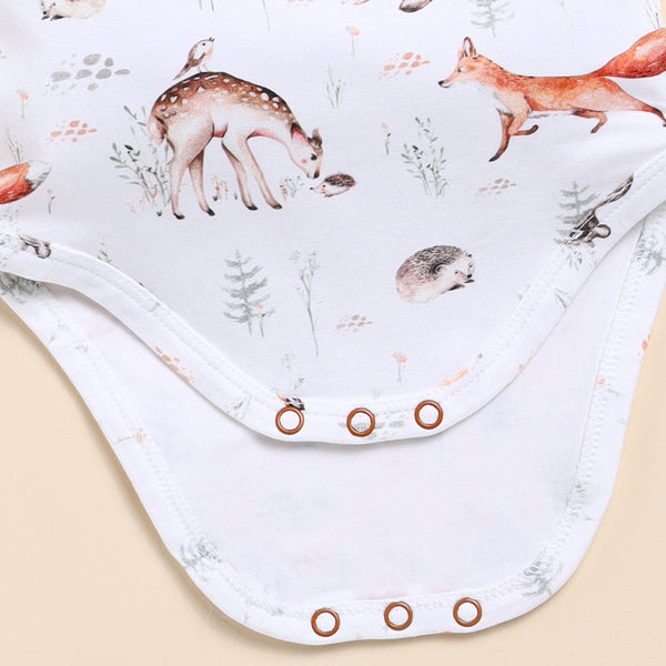 Organic Cotton Baby Bodysuit | Full Sleeves | Ginger Brown & White