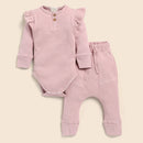 Organic Cotton Baby Clothes Set | Bodysuit with Pants | Mittens & Booties | Beanie | Pink Blush