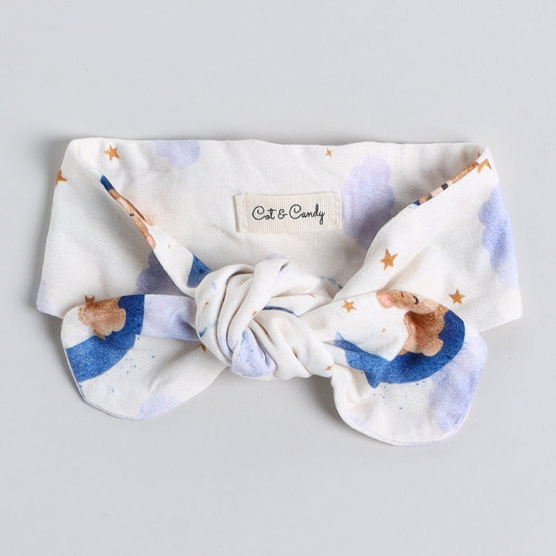 Headband for Babies | Modal Fiber | Sleeping Bear Print | White