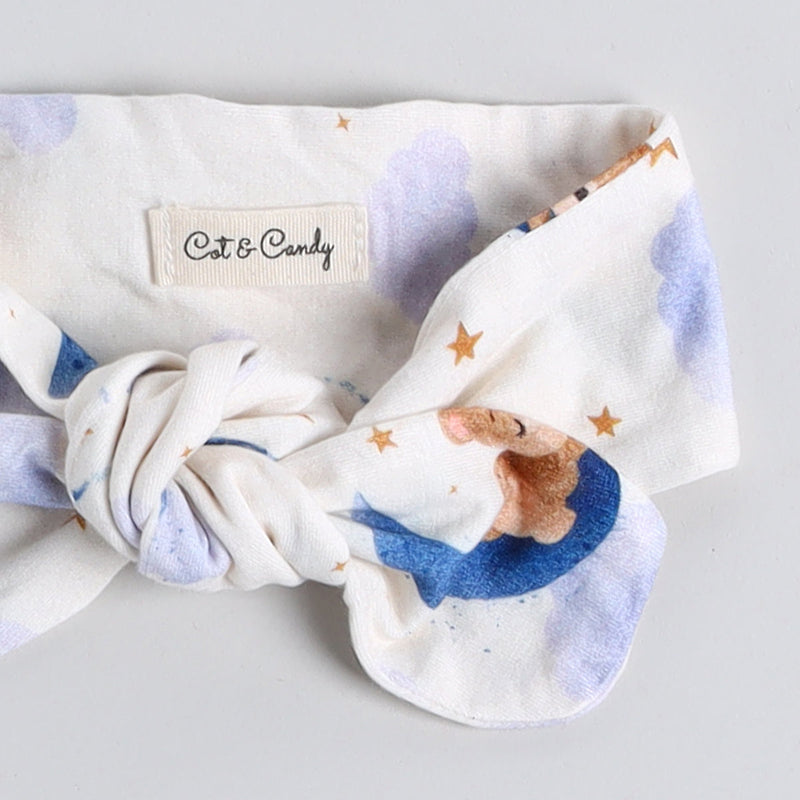 Headband for Babies | Modal Fiber | Sleeping Bear Print | White