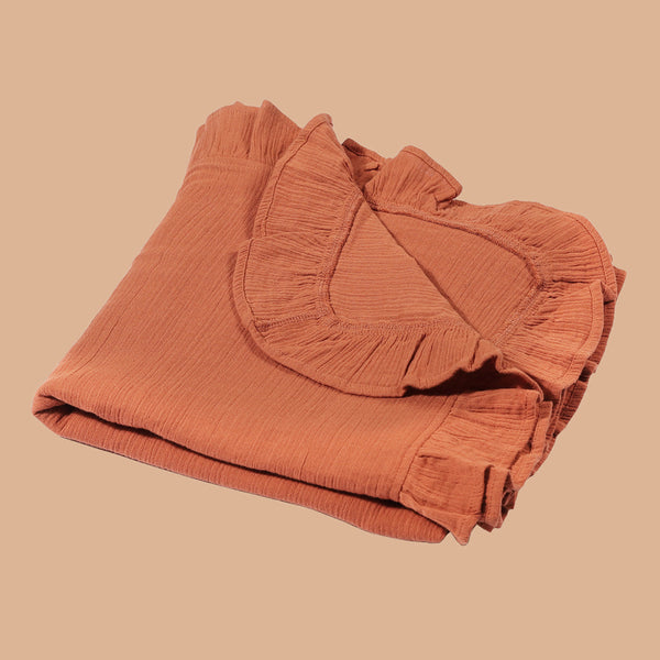 Cotton Baby Swaddle | Crinkled Texture | Rust Red