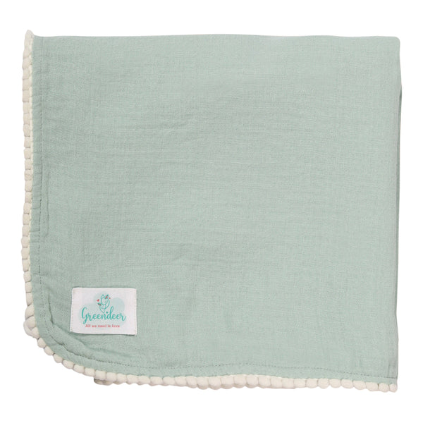 Cotton Baby Swaddle | Crinkled Texture | Sea Weed Green