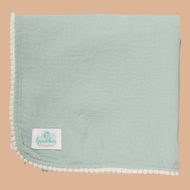 Cotton Baby Swaddle | Crinkled Texture | Sea Weed Green