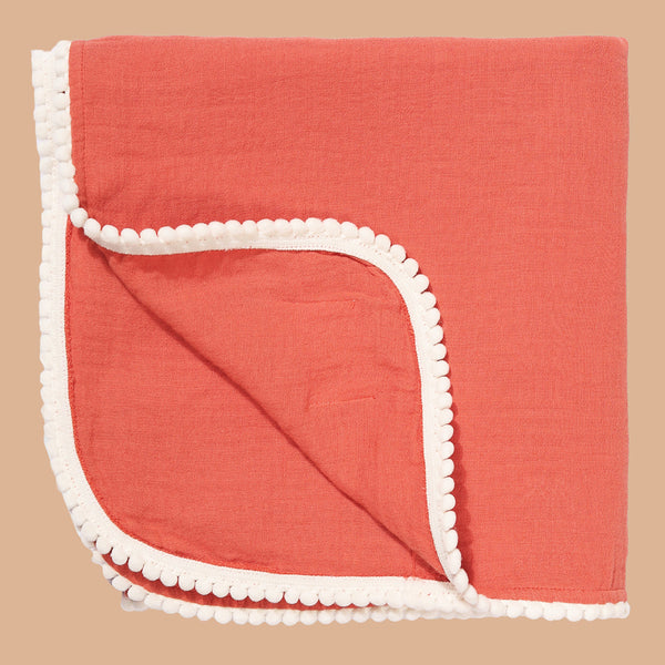 Cotton Swaddle for Baby | Crinkled Texture | Carrot Red