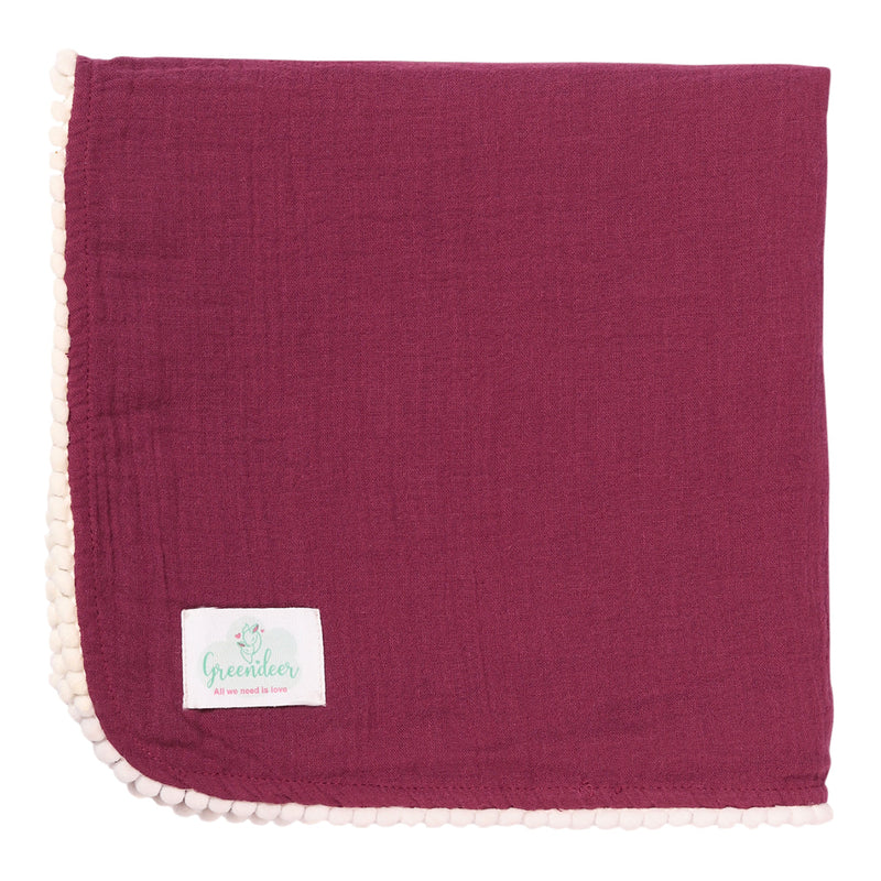 Cotton Baby Swaddle | Crinkled Texture | Burgundy