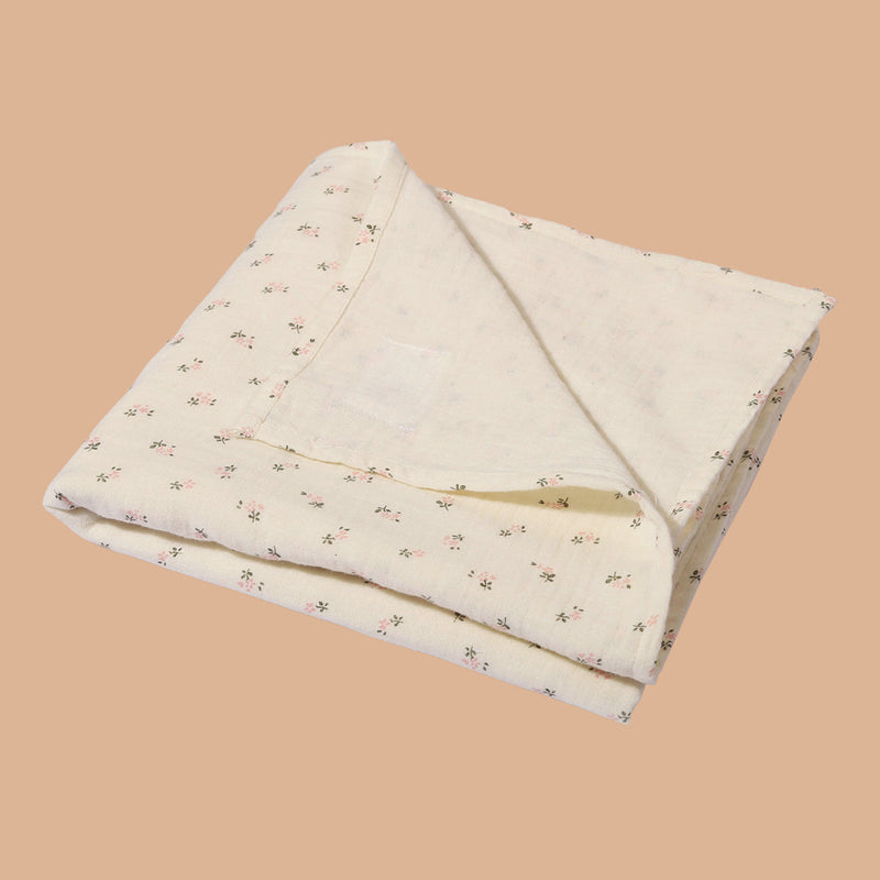 Cotton Swaddle for Baby | Crinkled Texture | Ditsy Beige
