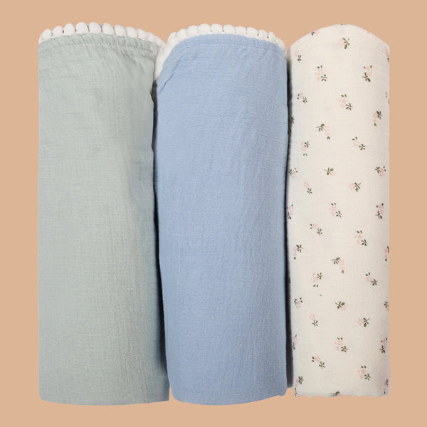 Cotton Swaddles for Baby | Crinkled Texture | Multicolour | Set of 5