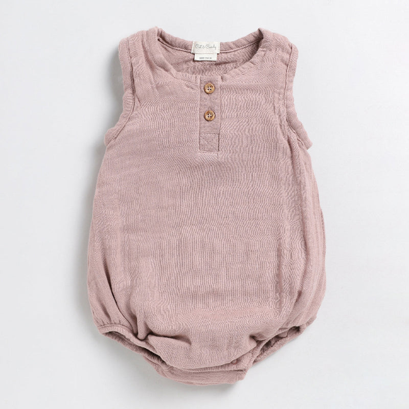 Organic Cotton Muslin Romper for Baby | Blush Pink & Sage Green