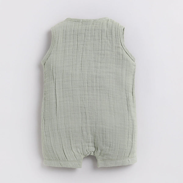 Organic Cotton Muslin Romper for Baby | Sage Green