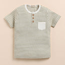 Cotton Cort Set | T- Shirt With Shorts | Dewkist Stripe | Green